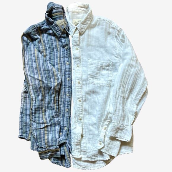 Universal thread gauze shirts button front XS blue white 2 shirts - Picture 1 of 4
